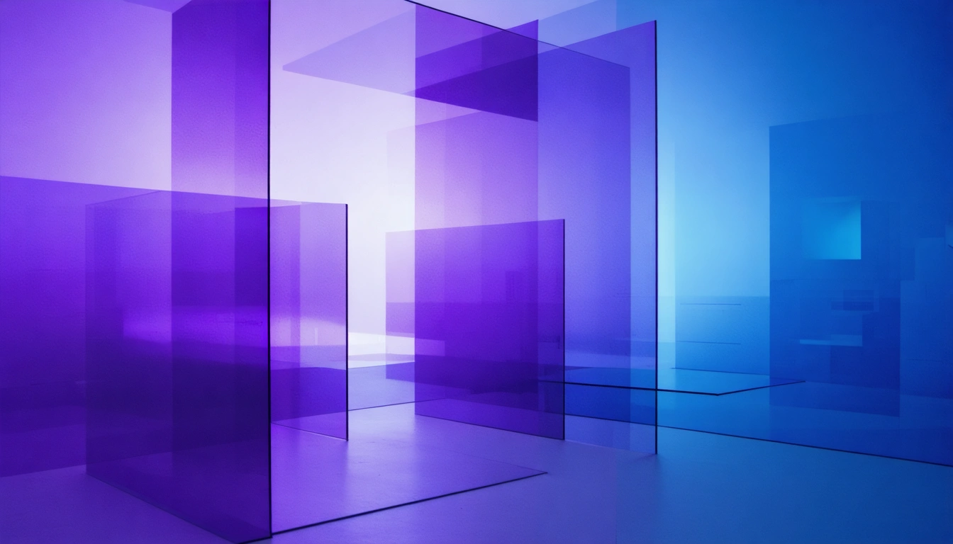 Layered purple and blue geometric forms