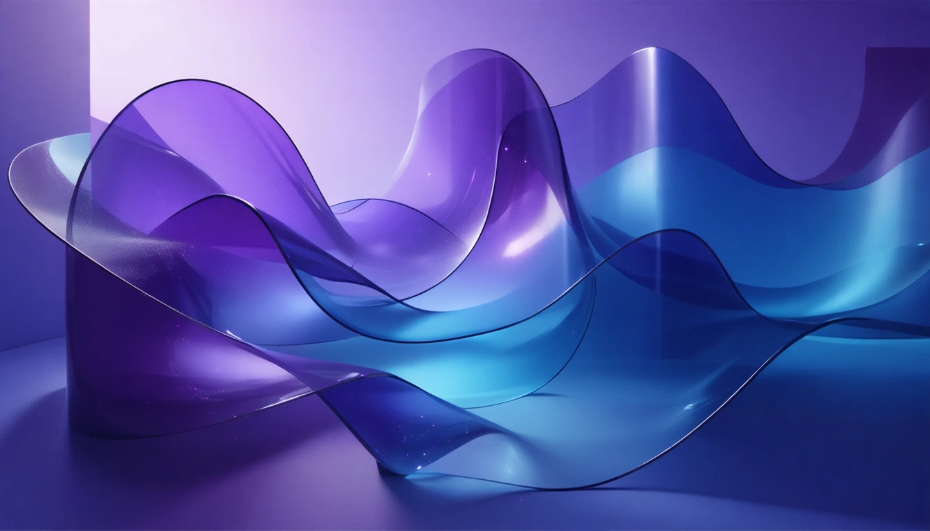 Layered purple and blue geometric forms with subtle depth